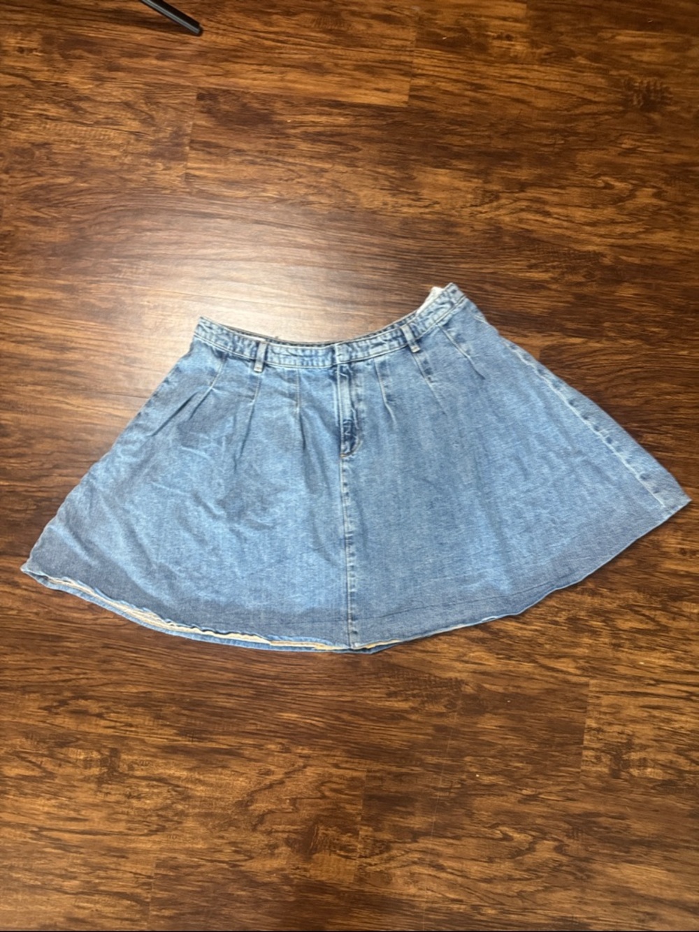 Zara Light Blue Denim Pleated Mini Skirt